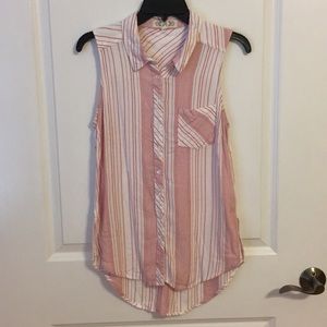 Pink Rose summer button up tank top blouse